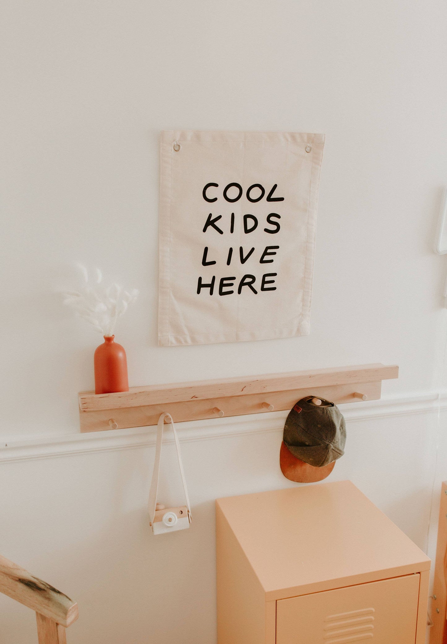 Cool Kids Canvas Banner: Checkered Taupe