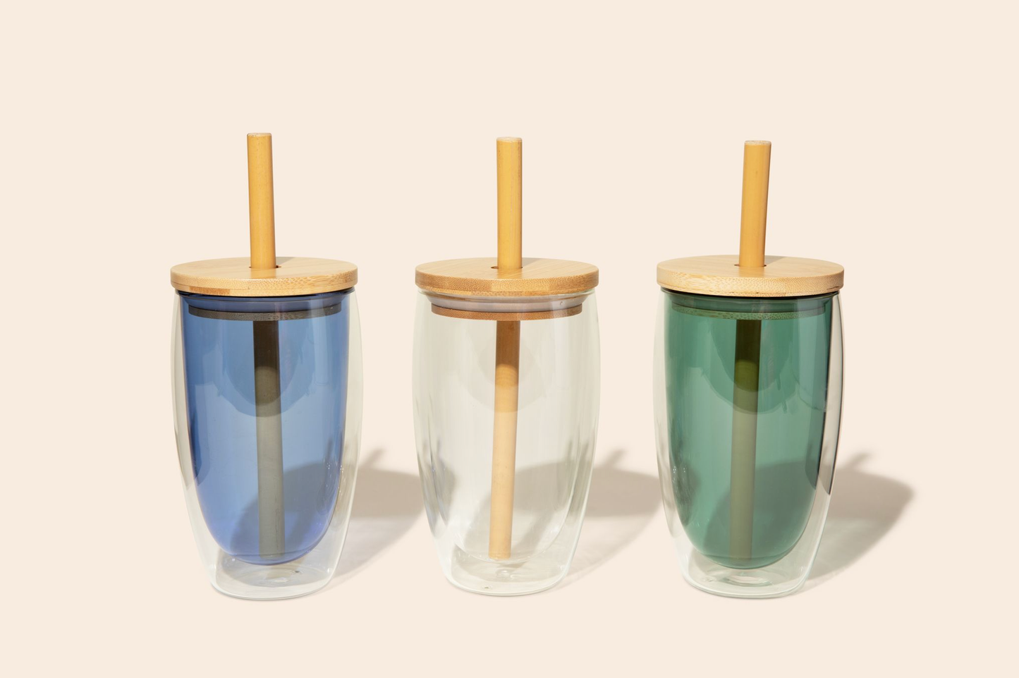 Glass Tumbler with Bamboo Lid + Straw | Clear