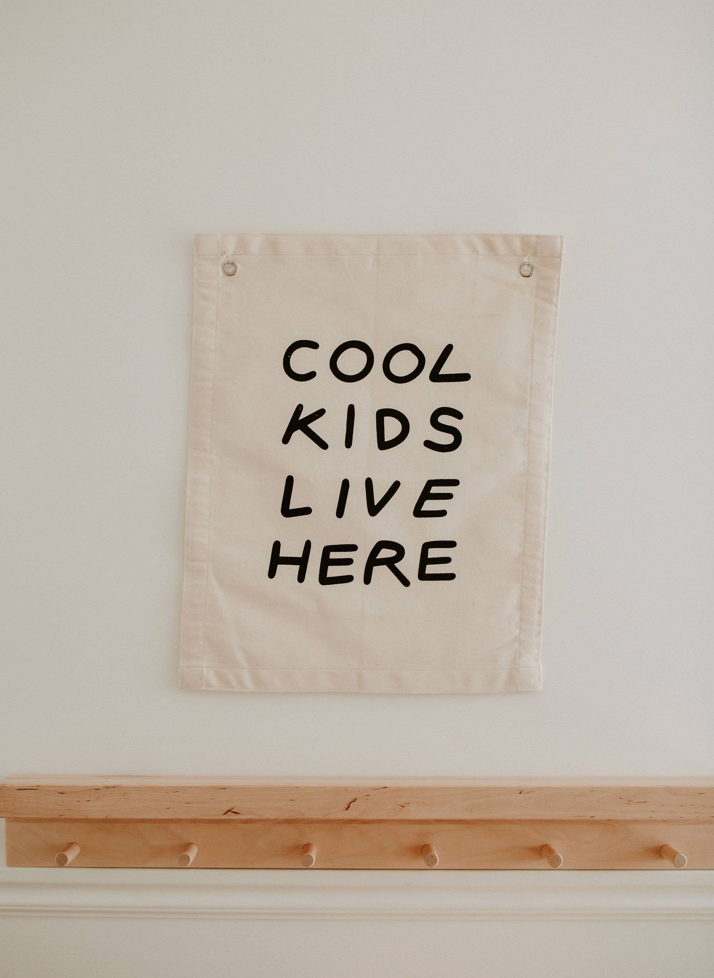 Cool Kids Canvas Banner: Checkered Taupe