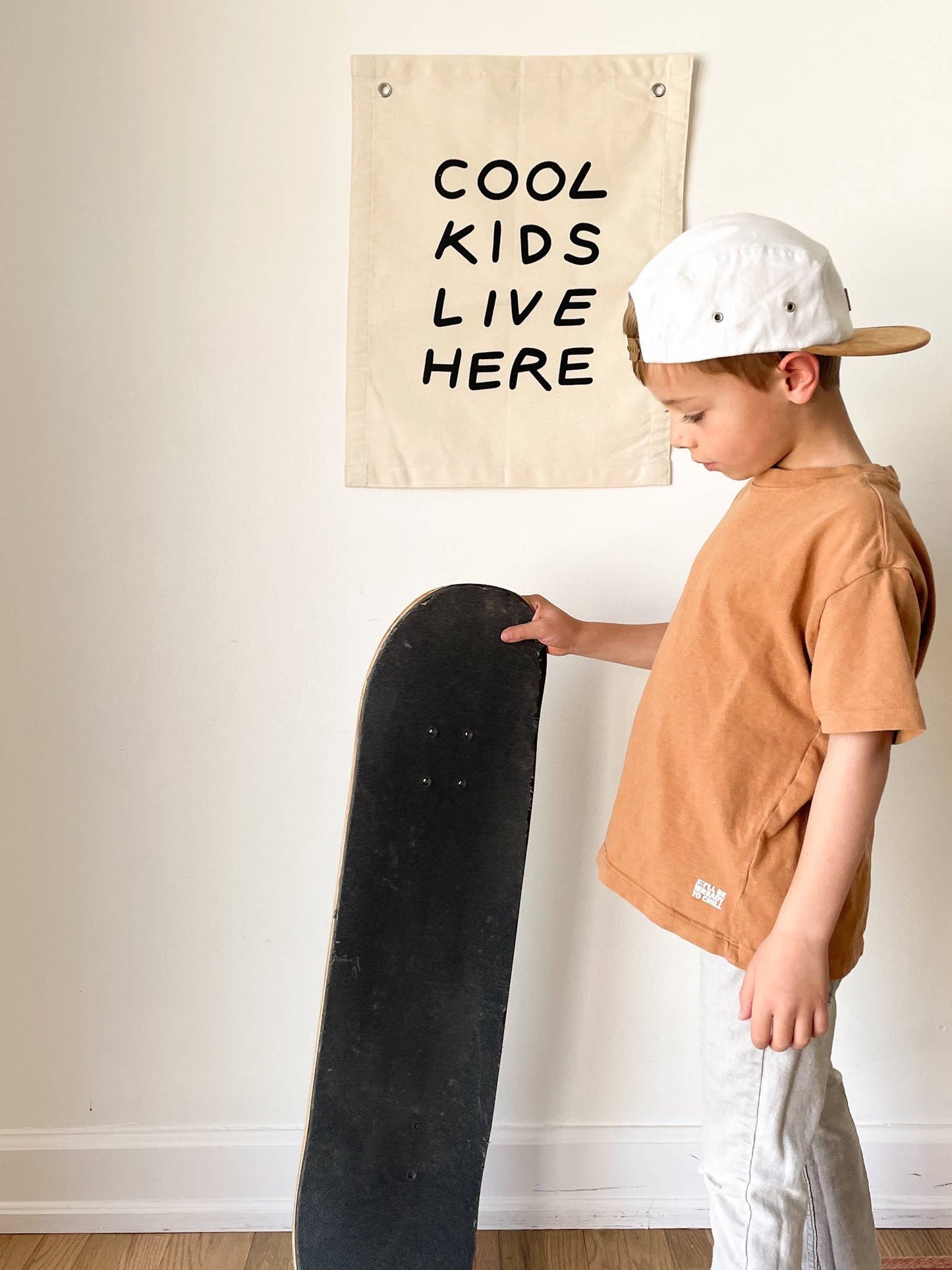 Cool Kids Canvas Banner: Checkered Taupe