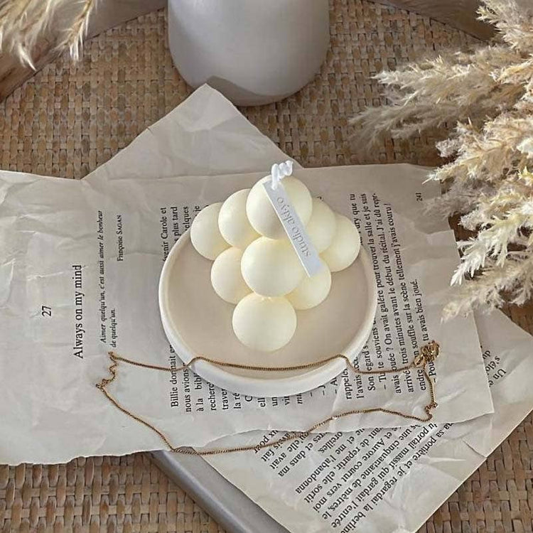 Small Pyramid Bubble Soy Candle | Handmade Decorative Candle: Ivory