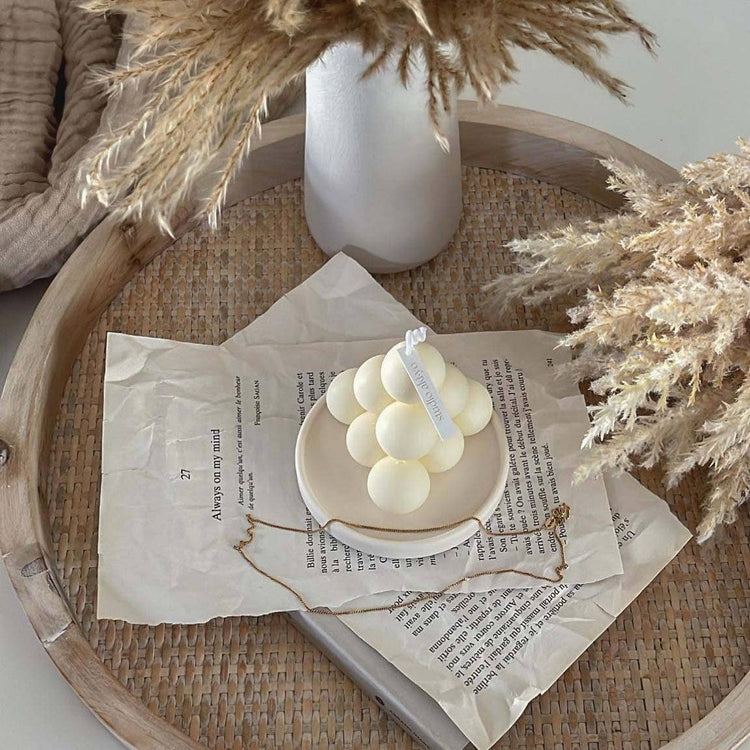 Small Pyramid Bubble Soy Candle | Handmade Decorative Candle: Cappuccino