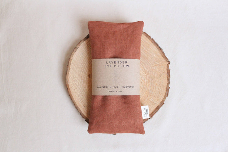Lavender Eye Pillow - 100% Linen, Cotton, Flax Seed, Rust